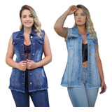 Kit 2 Max Colete Feminino Jeans