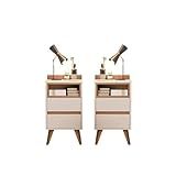 Kit 2 Mesa De Cabeceira 2 Gavetas Com Nicho Retro Criado Quarto Cama Cores Mont OFF WHITE 
