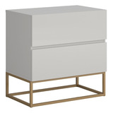 Kit 2 Mesa Para Cabeceira Industrial Pé De Ferro 45cm Cor Off White Dourado
