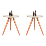 Kit 2 Mesinhas Canto Apoio Lateral Tampo 60 Cm Com Vidro Top