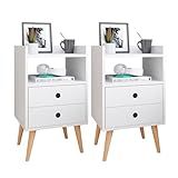 Kit 2 Mesinhas De Cabeceira Retrô Jogo Mesa Canto Lateral Cama Gavetas Nicho Decorativo Aparador Quarto Casal Dream RPM BRANCO 