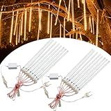 Kit 2 Meteoros Cascata 8 Tubos LED Chuva De Gelo Luz Natal Piscante  Branco Quente 