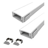 Kit 2 Metros Perfil De Aluminio Sobrepor Slim P Fita De Led Luz Branco Tensão De Operação 12v 127 220v