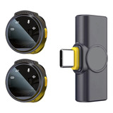 Kit 2 Microfone De Lapela Kd 02 Circular Duplo Sem Fio Preto
