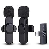 Kit 2 Microfone De Lapela Sem Fio Wireless Um Receptor Profissional Alcance 20 Metros Tipo C Android Presilha Para Camisa Reunião Transmissão Palestra Gravação De Vídeo