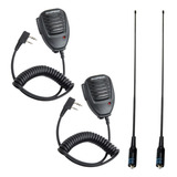 Kit 2 Microfone Ptt Baofeng 2 Antena Flexível 36cm Na 771