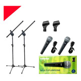 Kit 2 Microfone Shure Vocal Sv100+2pedestal+2cachimbo+2cabo