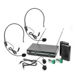 Kit 2 Microfone Vhf Sem Fio Auricular Cabeça Headset Lapela