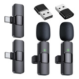 Kit 2 Microfones Lapela Celular Sem Fio 2 Adaptadores Usb