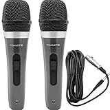 Kit 2 Microfones Profissionais Com Fio Preto Conector Padrão XLR - Transmissões Ao Vivo Karaokê Podcasts