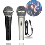 Kit 2 Microfones Profissional Duplo Karaoke