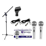 Kit 2 Microfones Profissional Mdc201+1 Pedestal Pmb+cachimbo