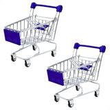Kit 2 Mini Carrinho Compras Supermercado Decoração Miniatura