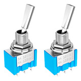 Kit 2 Mini Chaves Interruptor Dpdt Alavanca Plana 3 Posições