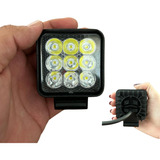 Kit 2 Mini Farol Milha Quadrado 9 Leds 12v24v 27w Maozinha