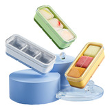 Kit 2 Mini Forma Gelo Silicone Tampa Tempero Papinha 6 Cubo