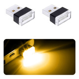 Kit 2 Mini Led Usb Luz Ambiente Interior Carro Casa Pc Gamer Estrutura Amarelo 5v