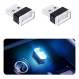 Kit 2 Mini Led Usb Luz Ambiente Interior Carro Casa Pc Gamer Estrutura Azul 5v