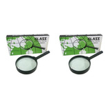 Kit 2 Mini Lupas De Mão Cabo Lente Vidro Óptico 60mm 3x