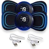 Kit 2 Mini Massageador Pulso Elétrico Portátil Recarregável Dor Pescoço Coluna Pernas Estimulador Ems Pequeno Alivia Tensão Muscular Crossfit Atividade Corporal Marca RSI