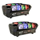 Kit 2 Mini Moving Spider Beam 8 Leds Rgbw Dmx 5w Strobo Dj