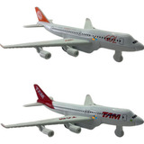 Kit 2 Miniatura Avião Metal Boeing Airbus Gol Tam 14cm Nave
