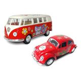 Kit 2 Miniaturas Colecionador Fusca Perua Kombi Volkswagen