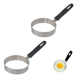 Kit 2 Modelador Fritar Ovos Redondo Inox Molde Bares Chefe