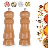 Kit 2 Moedor De Pimenta E Sal Grosso Frasco De Madeira Girátório Manual Ajustável 15cm Utensilio P Cozinha Restaurante Moe Especiarias Grãos Ervas Pimenta Do Reino