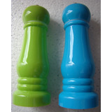 Kit 2 Moedor Pimenta E Sal Triturador Acrílico Azul E Verde
