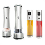 Kit 2 Moedor Sal Pimenta 2 Galheteiro Spray Azeite Vinagre