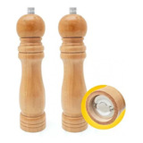Kit 2 Moedores Madeira Sal Pimenta Tempero Churrasco 21 Cm