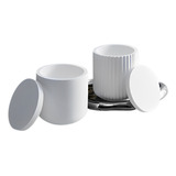 Kit 2 Molde Silicone Pote C Tampa Vela Cimento Resina Gesso