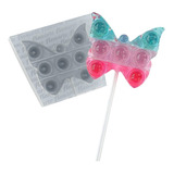 Kit 2 Moldes Pirulito Fidget Pop It Borboleta Isomalt 150g