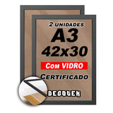 Kit 2 Moldura A3 Certificado Diploma Quadro Foto C Vidro