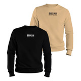 Kit 2 Moletom Algodão Blusa De Frio Unissex Gola Redonda