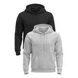 Kit 2 Moletom Liso Unissex Blusa De Frio Flanelado Canguru