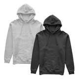 Kit 2 Moletons Blusa De Frio Canguru Liso Algodão Unissex