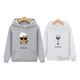 Kit 2 Moletons Casal Namorados Cerveja E Vinho Blusa Moletom