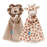 Kit 2 Naninhas Leãozinho E Girafinha Marrom Pelúcia Buba