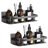 Kit 2 Nichos Prateleiras Suporte Porta Shampoo Box Banheiro Sem Furar Parede -Preto-