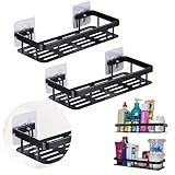 Kit 2 Nichos Prateleiras Suporte Porta Shampoo Box Banheiro Sem Furar Parede Preto 