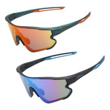 Kit 2 Óculos Bike Ciclismo Esportivo Beach Tennis Elleven Uv Armação Preto Lente Azul