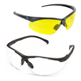 Kit 2 Óculos Corrida Bike Speed Mtb Ciclismo Noturno Cor Transparente E Amarelo Cor Da Armação Preta Cor Da Lente Amarela E Transparente Desenho N a