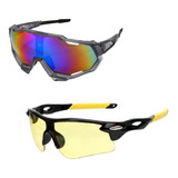 Kit 2 Óculos De Sol Esportivo Ciclismo Espelhado Noturno