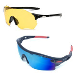 Kit 2 Óculos De Sol Esportivo Espelhado Uv 400 Noturno