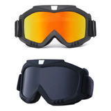 Kit 2 Óculos Uv Jet Ski Snowboard Esqui Motocross Paintball Armação Preto Lente Laranja
