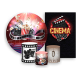 Kit 2 Painéis De Festa Trio Capa Cilindro Sala De Cinema
