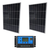 Kit 2 Painel Placa Solar 100w Controlador