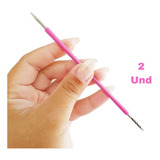 Kit 2 Palitos Duplo Inox Manicure Pedicure Isis Cutelaria Cor 2 Palitos Rosa